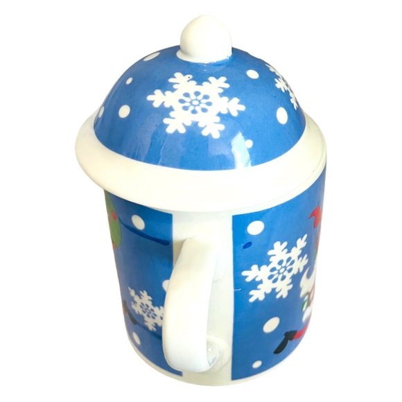 Set of TWO MSI Ceramic Christmas Hot Cocoa Coffee Mugs W/ Lids Vintage Ceramic - Picture 11 of 13